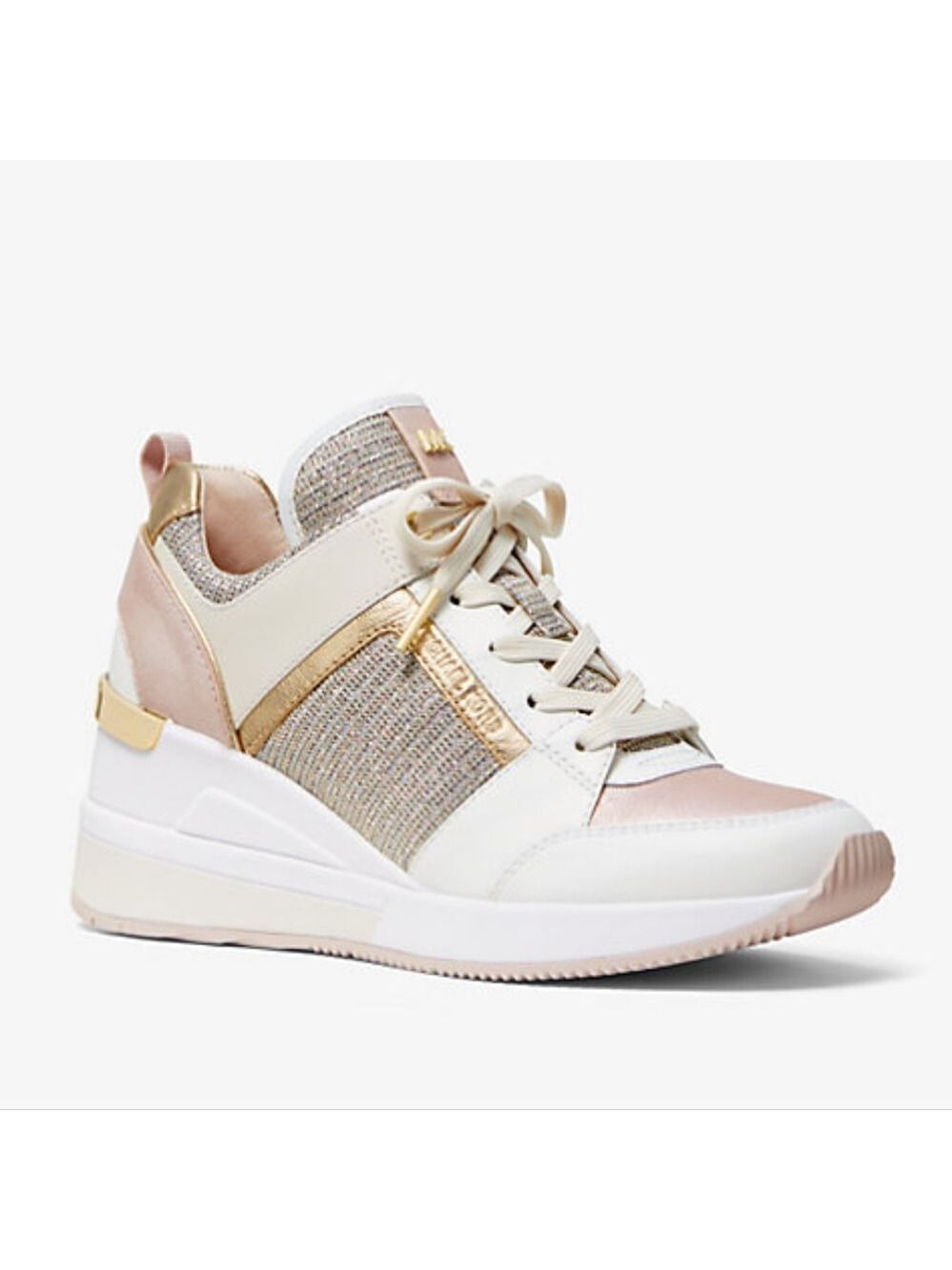 Michael Kors Georgie Leather and Chain-Mesh Trainer